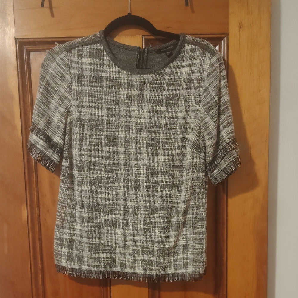 Banana Republic Black and Gray Checkered Blouse